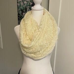 ivory open knit circle scarf